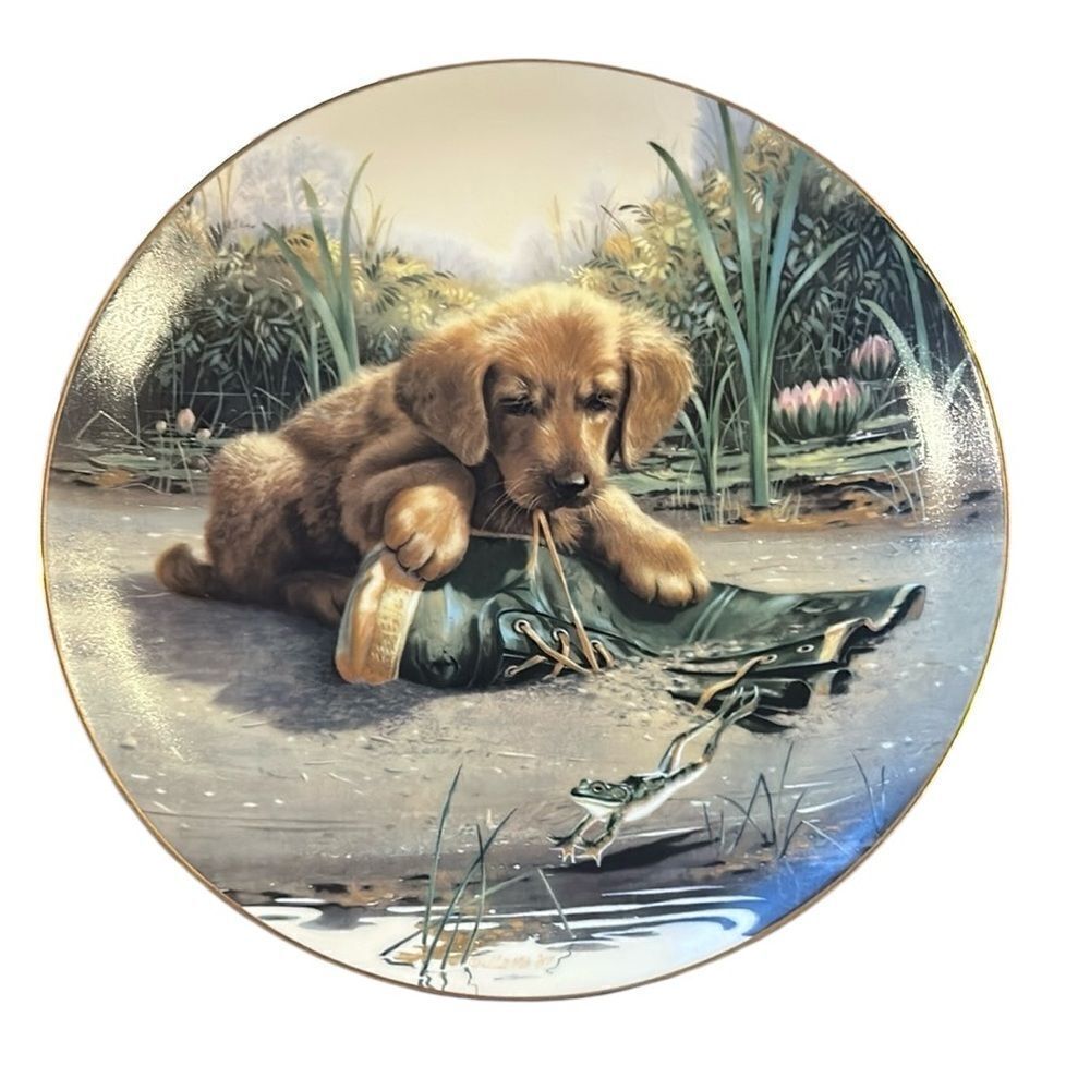 NEW Jim Lamb Puppy Playtime Catch Of The Day 8 1/2” Plate